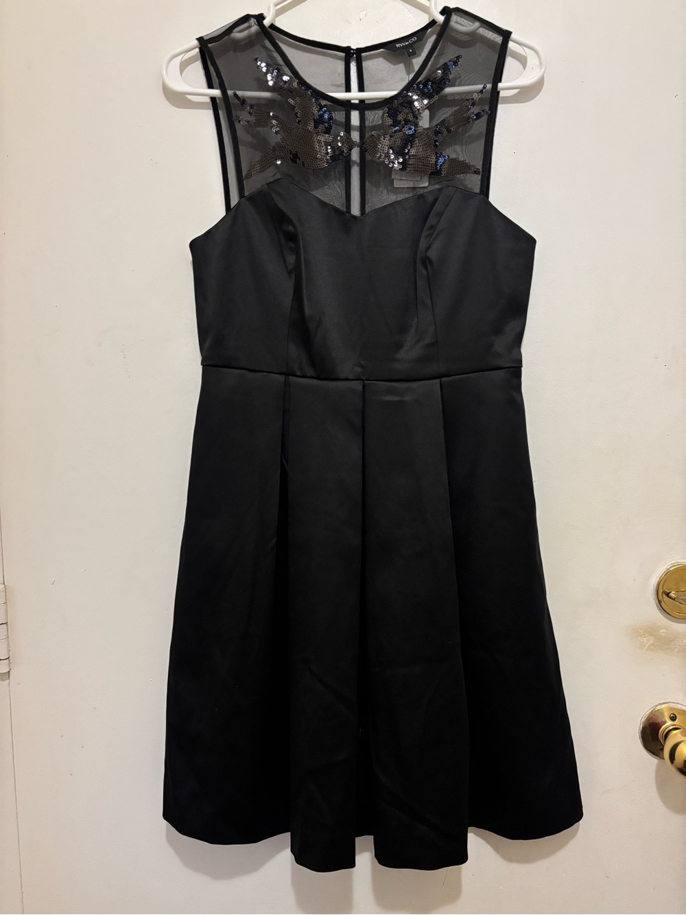 RW&CO. Black Sequin Mesh Fit & Flare Dress Size 4 NWT